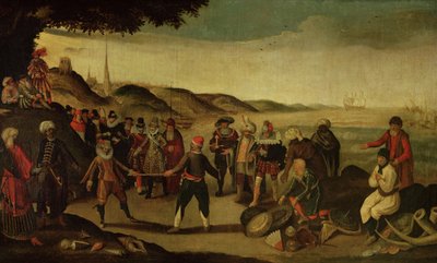 The Dispute over the Golden Baton or The Dispute between the Spanish and the Dutch over Trade in the Indies, 1609 by French School